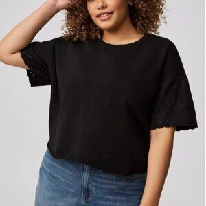 Torrid Drop-Shoulder Crew Neck Eyelet Sleeve Tee - NWT
